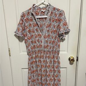 Max Studio Red and Blue Floral Midi Dress XL